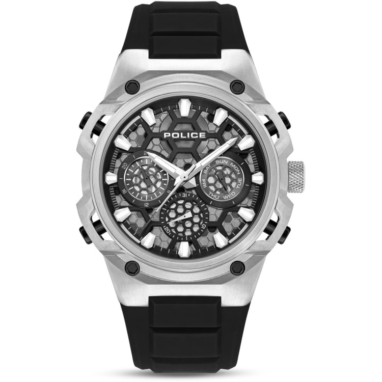 Police PEWGQ0071902 – Schwarze Eleganz trifft silberne Stärke