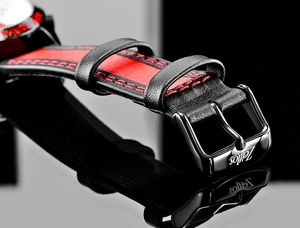 Special Edition Echt Leder (Rindsleder) Uhrenband, Rot und Schwarz Bicolour Uhrenarmband