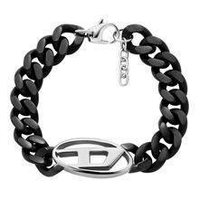 Diesel Herren Armband DX1611931 – Schwarzes Gliederarmband mit Edelstahl-Logo