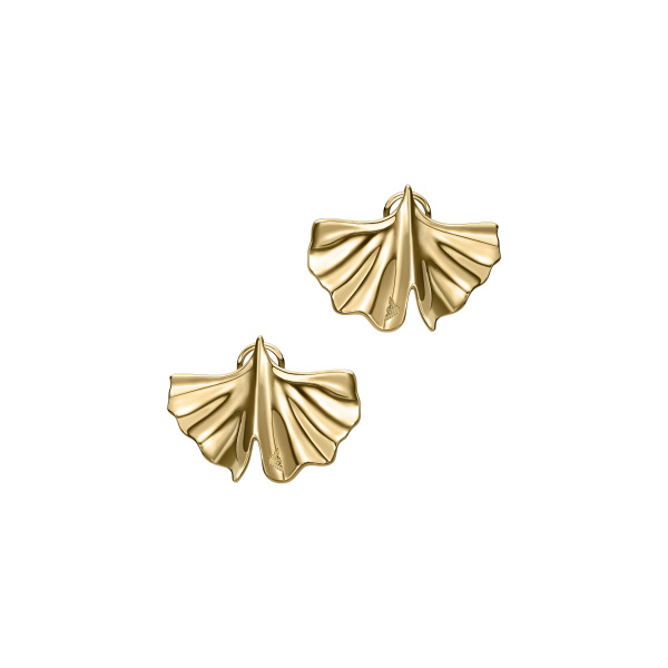 Emporio Armani Damen Ohrringe EGS3261710 – Elegante Ginkgo-Blatt Ohrstecker in Gold