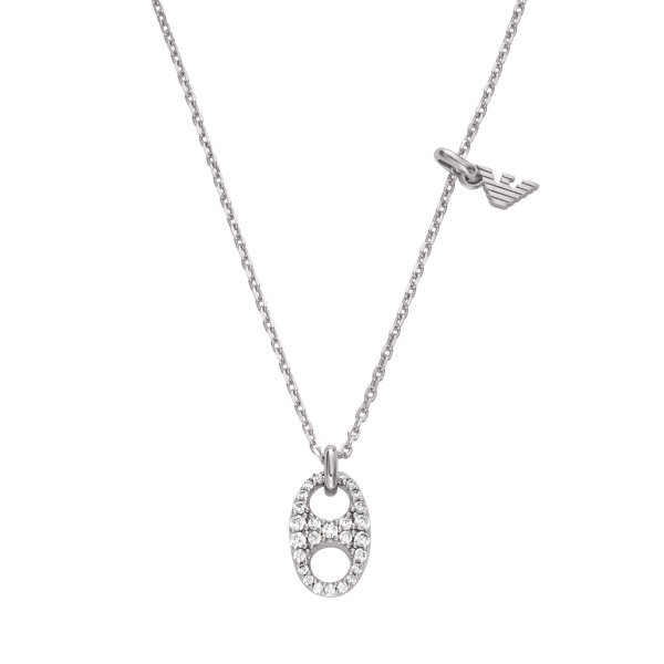 Emporio Armani Damen Halskette EG3630040 Silber – Edle Halskette mit Zirkonia-Steinen