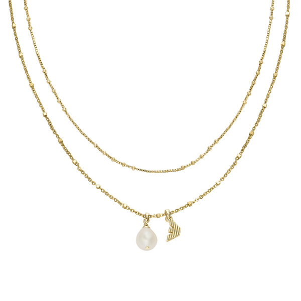 Emporio Armani Damen Halskette EGS3273710 – Vergoldete Kette mit Perle & Logo | Havetime.ch