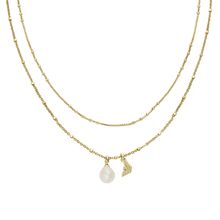 Emporio Armani Women's Necklace EGS3273710 – Gold-Tone Chain with Pearl & Logo .