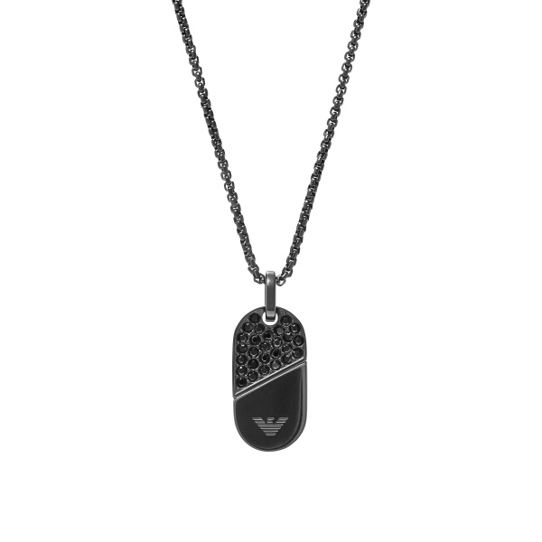 Emporio Armani Herren Halskette EGS3138001 – Edelstahl mit Logo-Anhänger