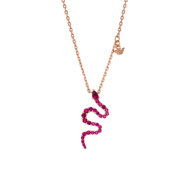 Emporio Armani Damen Halskette EG3613221 – Roségold mit roter Schlange