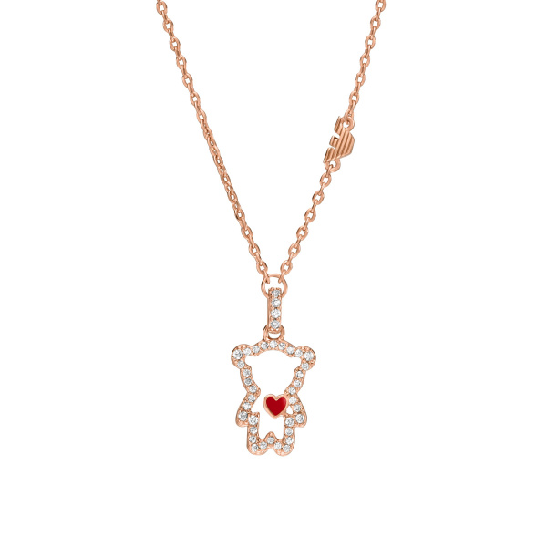 Emporio Armani Halskette Damen Roségold – Teddybär mit Herz & Zirkonia | EGS3162221