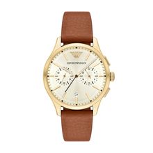 Emporio Armani AR11714 Men's Watch – Gold Elegance with Brown Leather Strap