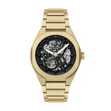 Armani Exchange AX4194 Men’s Automatic Watch – Gold Design with Skeleton Dial