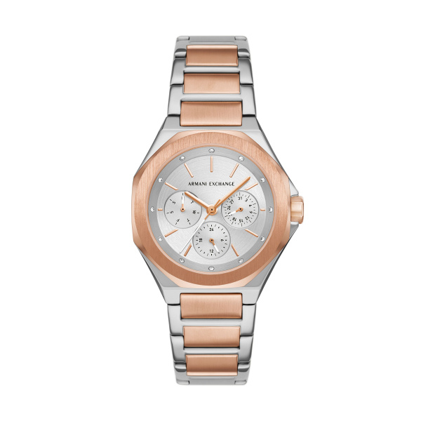 Armani Exchange AX4623 – Elegante Damenarmbanduhr in Silber und Roségold