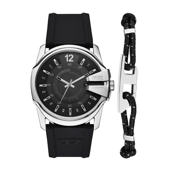 Diesel Herren Uhr DZ4700SET – Stilvolle Armbanduhr mit Silikonarmband und passendem Armband-Set