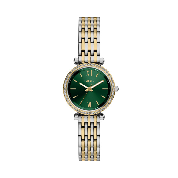 Fossil Damen Uhr ES5439 – Eleganz in Grün und Bicolor-Design