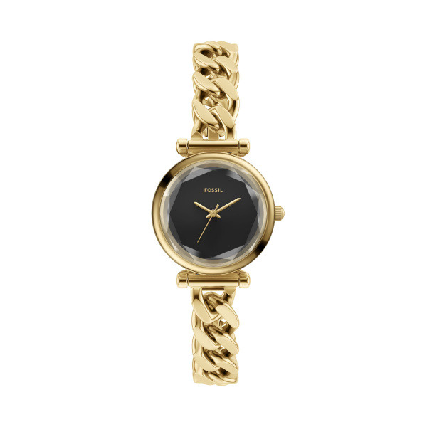 Fossil Damen Uhr ES5440 – Eleganz in Gold mit schwarzem Zifferblatt