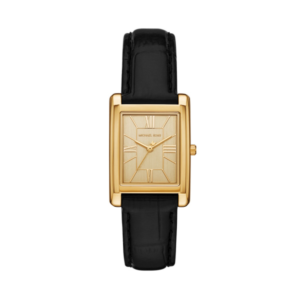 Michael Kors Damen Uhr MK4965 – Elegante schwarze Lederuhr mit goldenem Ziffernblatt
