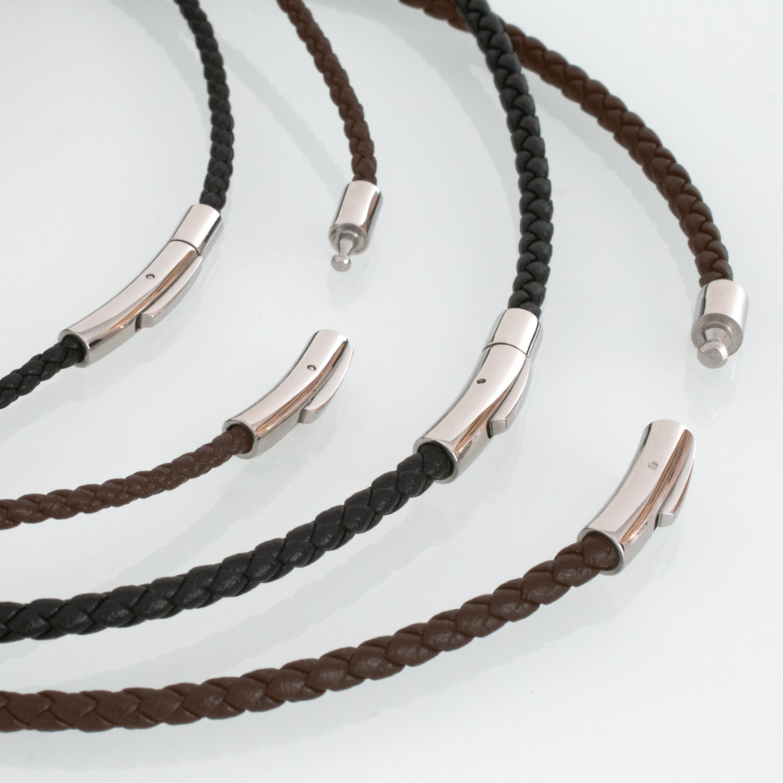 Lederkette Halskette Armband Leder geflochten Damen Herren Halsband schwarz  bio | eBay.de