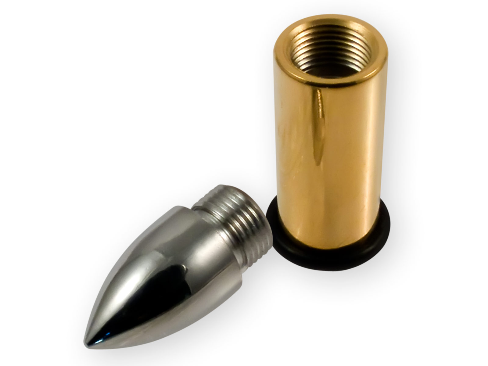 Flesh Tunnel Patrone Plug Piercing Ohr Edelstahl Ammunition Bullet Kugel gold 