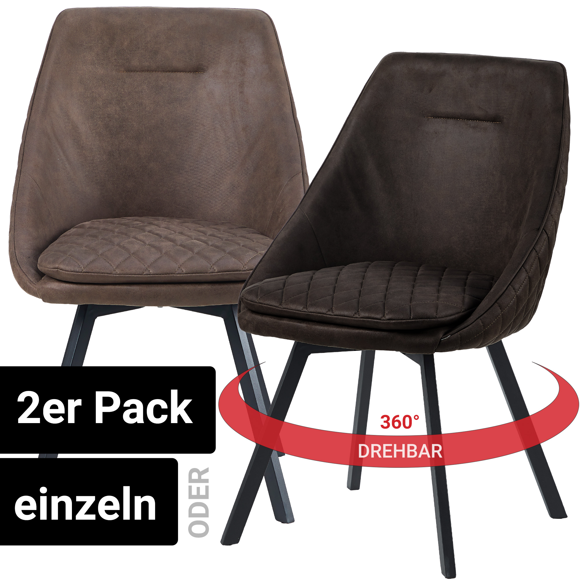 Essstuhl Drehstuhl Esszimmerstuhl Designstühle PU Lederbezug in Antik