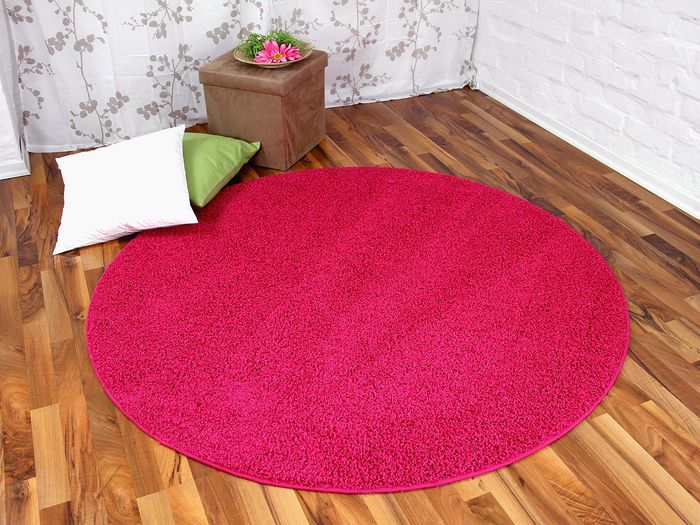 Hochflor Shaggy Teppich Prestige Pink Rund in 7 Größen