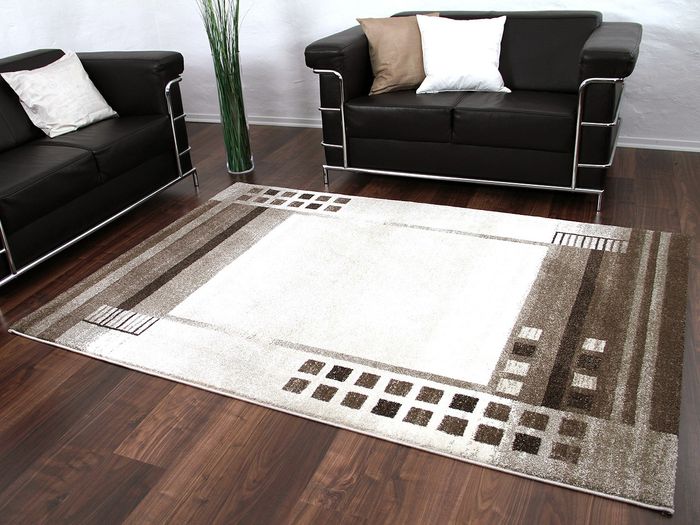 Designer Teppich Gabbeh Beige Braun Bordüre Trend   