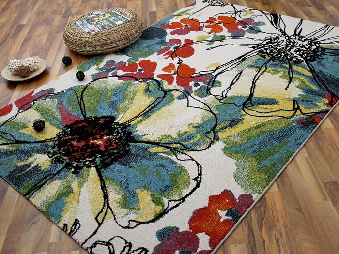 Designer Teppich Arizona Blumen Bunt