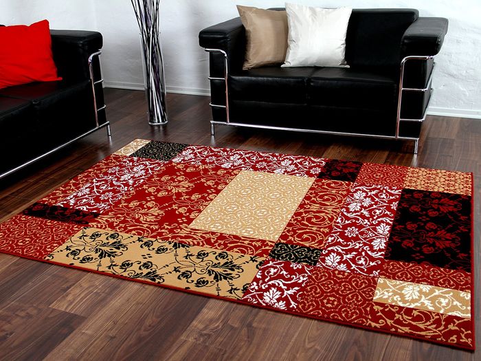 Designer Teppich Passion Rot Beige Patchwork