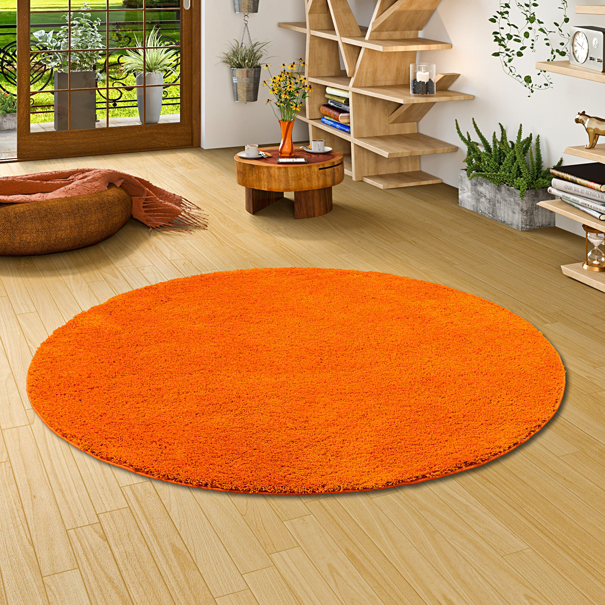Tapis Rond Shaggy à Poils Longs – Anthracite, Rouge Et Autres Couleurs – 9 Tailles De 30x30 à 200x200 Cm