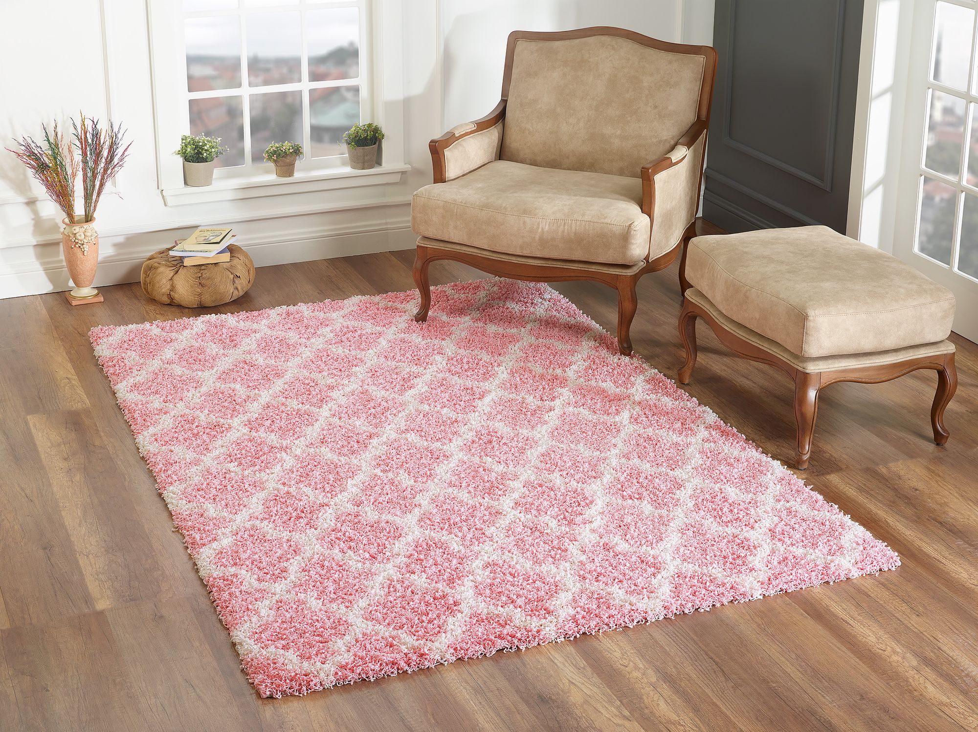 Hochflor Langflor Shaggy Teppich Aloha Rosa Mix Modern