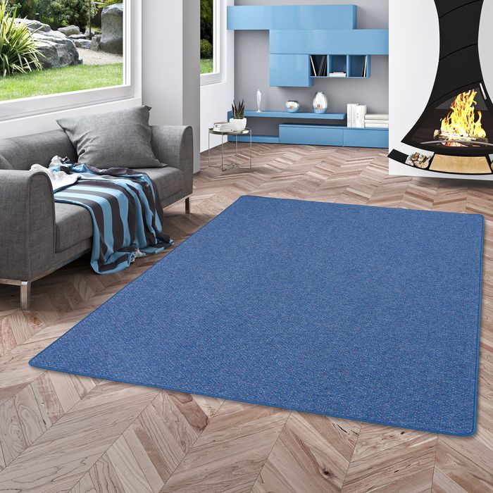 Tapis bouclé Alma bleu chiné