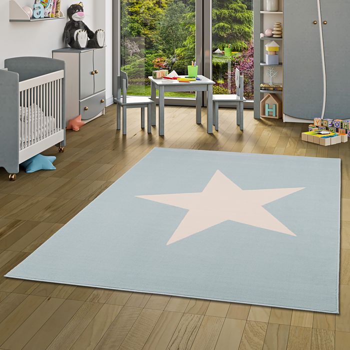 Kinder und Jugend Teppich Trendline Stern Pastell Blau