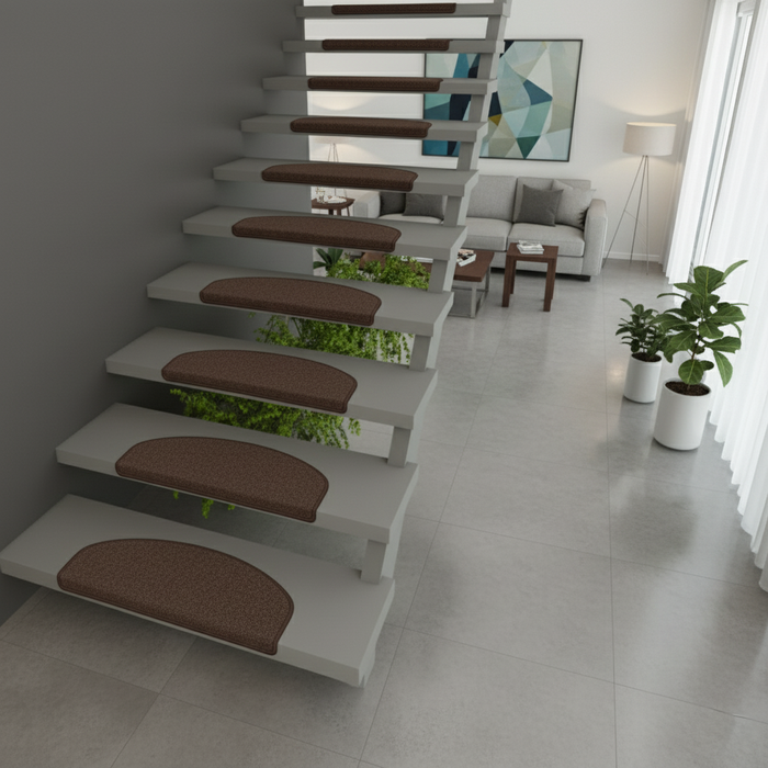 Strong - Trend boucles tapis marche escalier - Marron (semi-circulaire)