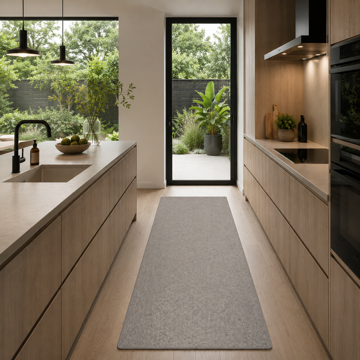Taff - Optique Sisal Nature - Tapis long couloir - Gris