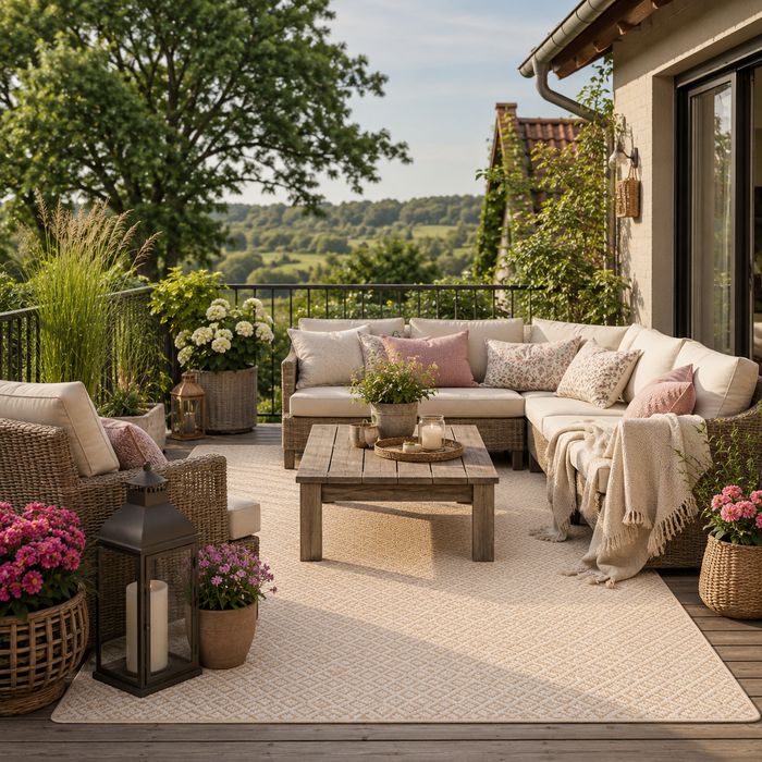 In & Outdoor Teppich Flachgewebe Oslo Honig Trend