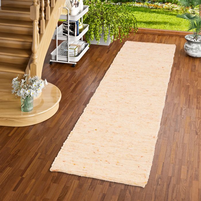 Nelson - Tapis long couloir - Tapis en laine naturelle - Terre Cuite Moucheté