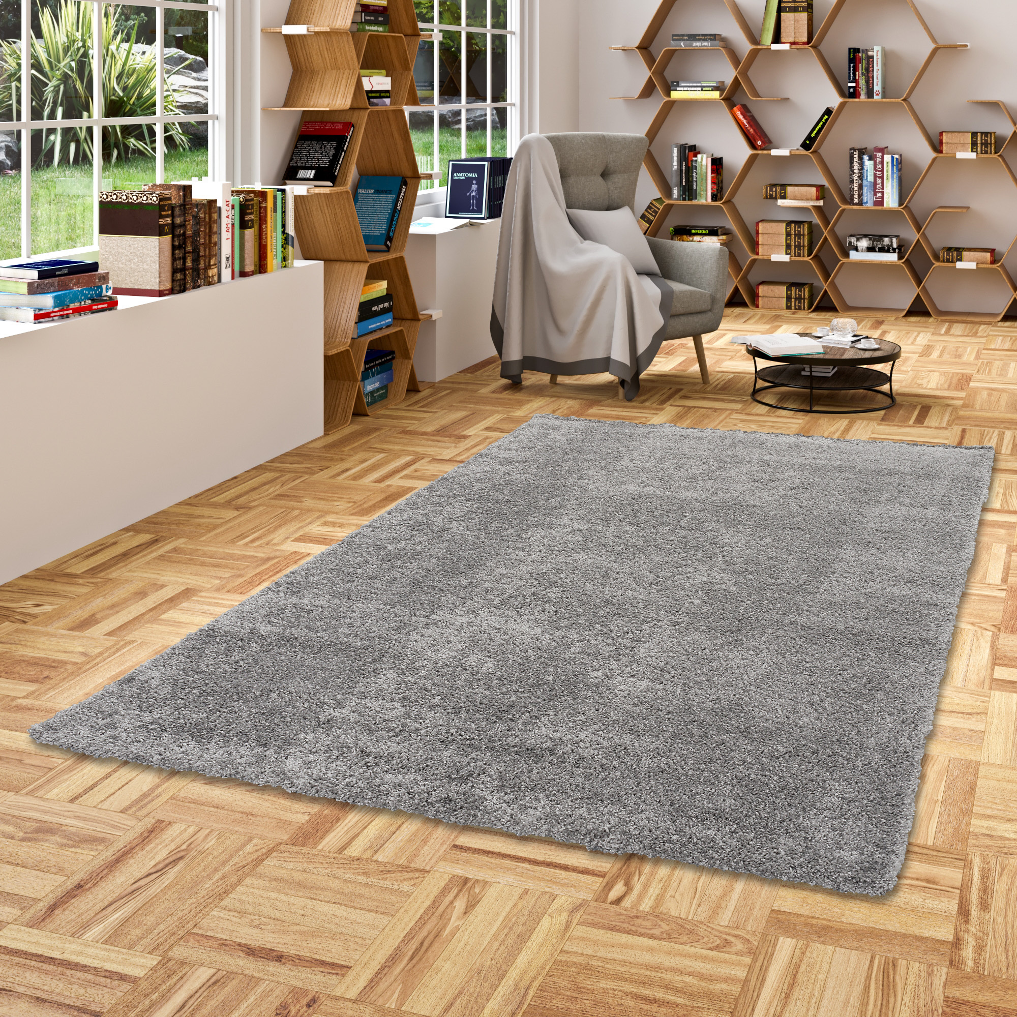 Hochflor Langflor Shaggy Teppich Einfarbig
