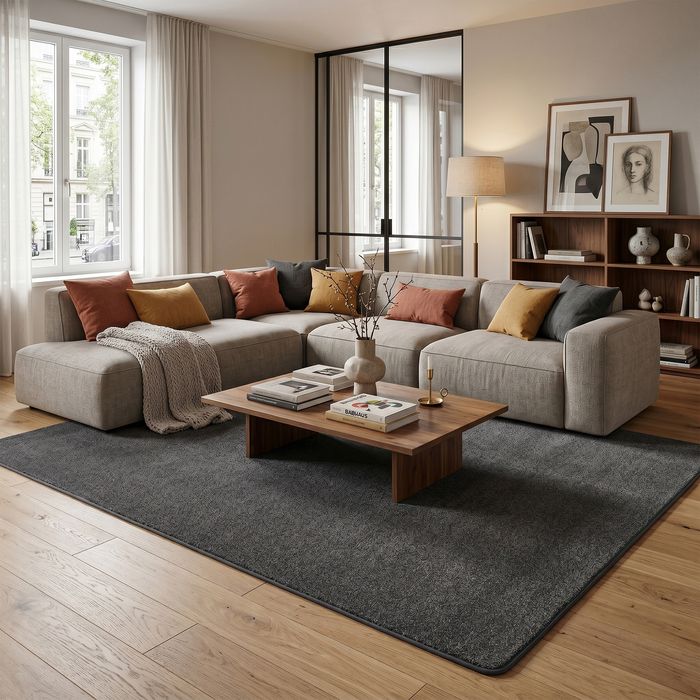 Tapis velours haut luxe Touch Anthracite Chiné