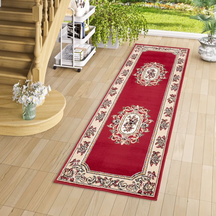 Orient Velours Teppich Läufer Trendline Rot