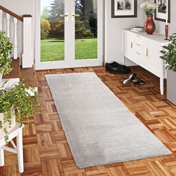 Luxe Tapis à poils longs Bilbao gris argenté