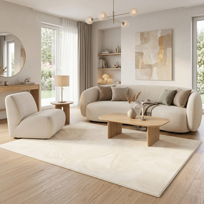 Tapis shaggy luxe ultra doux à poils longs Melia crème