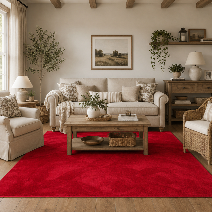 Luxe super doux Tapis à poils longs Melia Rouge vin