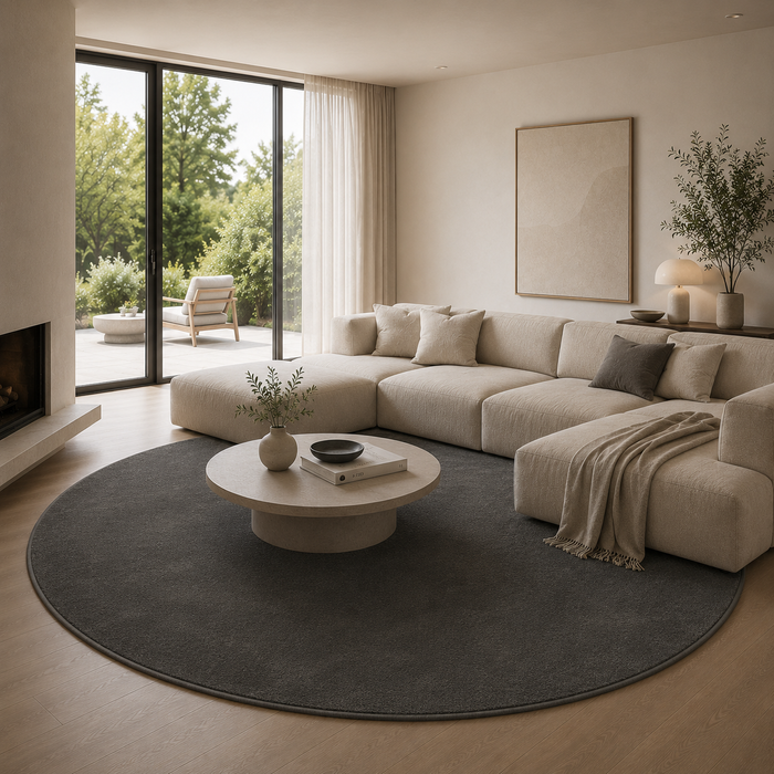 Luxus Super Soft Hochflor Teppich Melia Anthrazit Rund