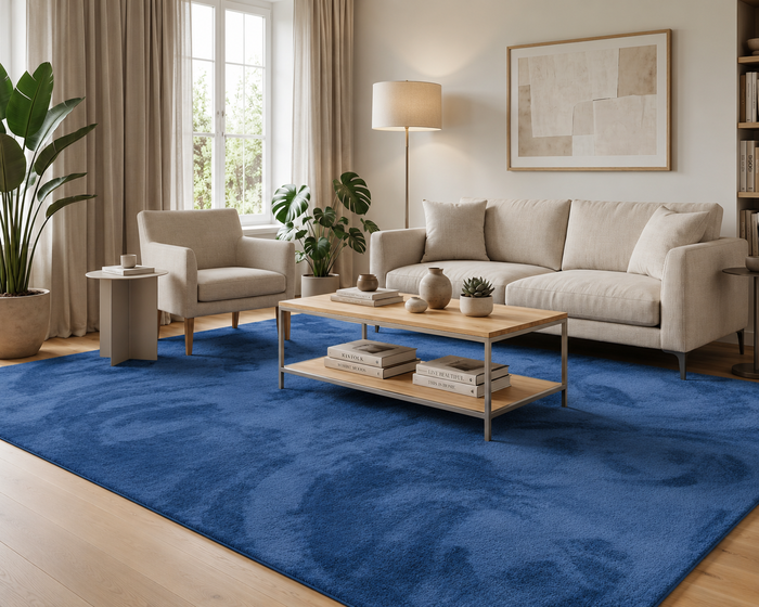 Luxus Super Soft Hochflor Langflor Teppich Melia Dunkelblau