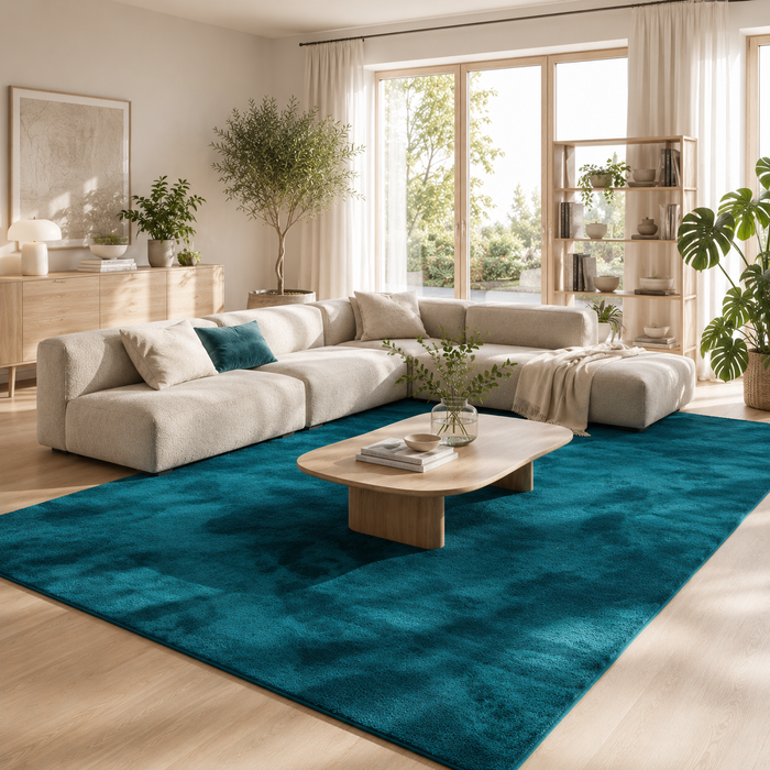 Luxus Super Soft Hochflor Langflor Teppich Melia Petrol