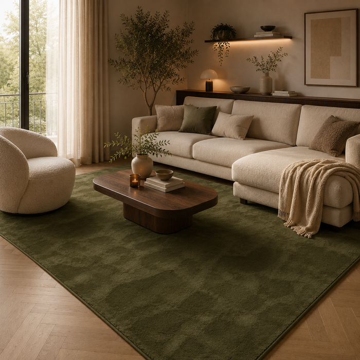 Luxus Super Soft Fellteppich Pearl Tannengrün