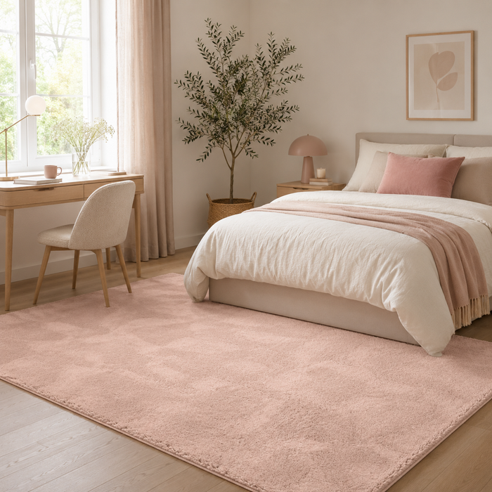 Tapis Fausse Fourrure Luxe Ultra Doux Pearl Vieux Rose
