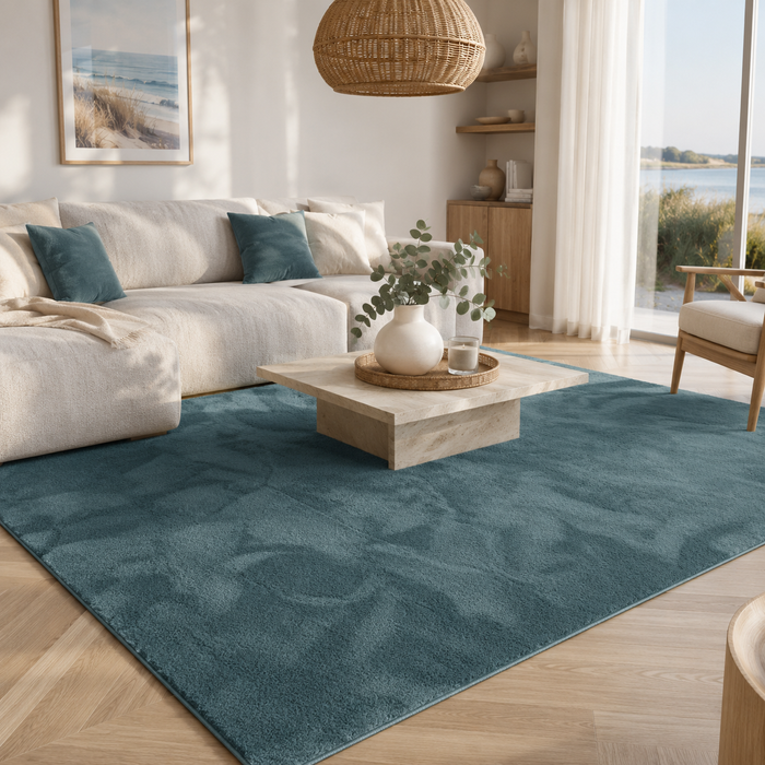 Tapis Fausse Fourrure Luxe Ultra Doux Pearl Bleu Gris