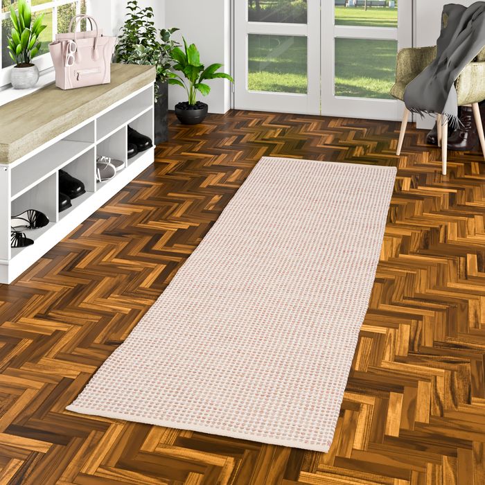 Baumwolle Natur Kelim Teppich Läufer Sandy Beige Modern