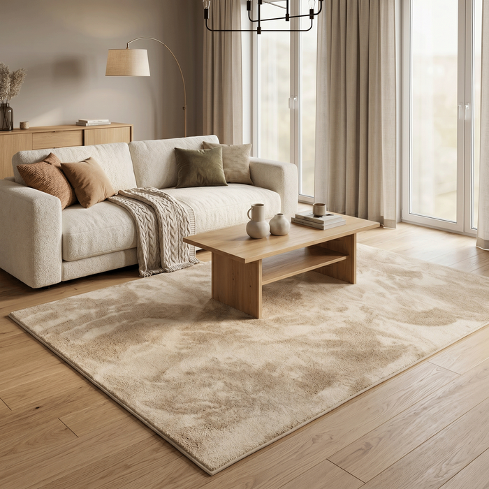 Luxus Super Soft Hochflor Langflor Teppich Melia Beige
