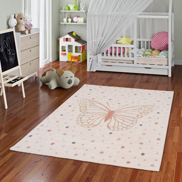 Tapis pour enfants Happy Kids Papillon Crème