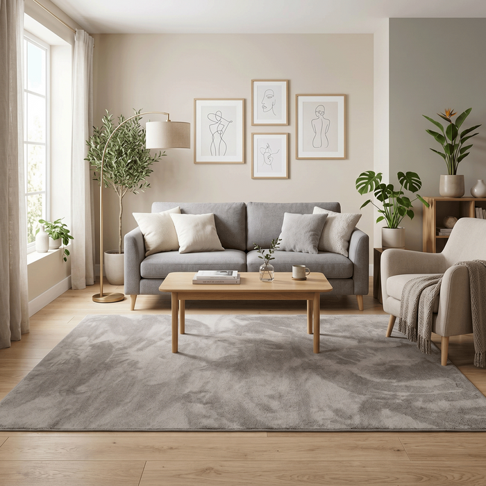 Luxus Super Soft Hochflor Langflor Teppich Melia Grau