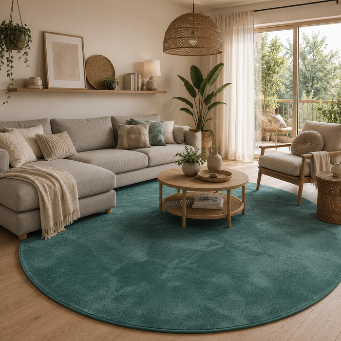 Luxus Super Soft Hochflor Teppich Melia Mintgrün Rund