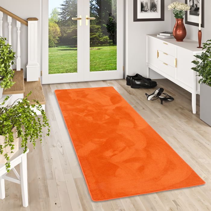 Hochflor Super Soft Teppich Läufer Deluxe Orange